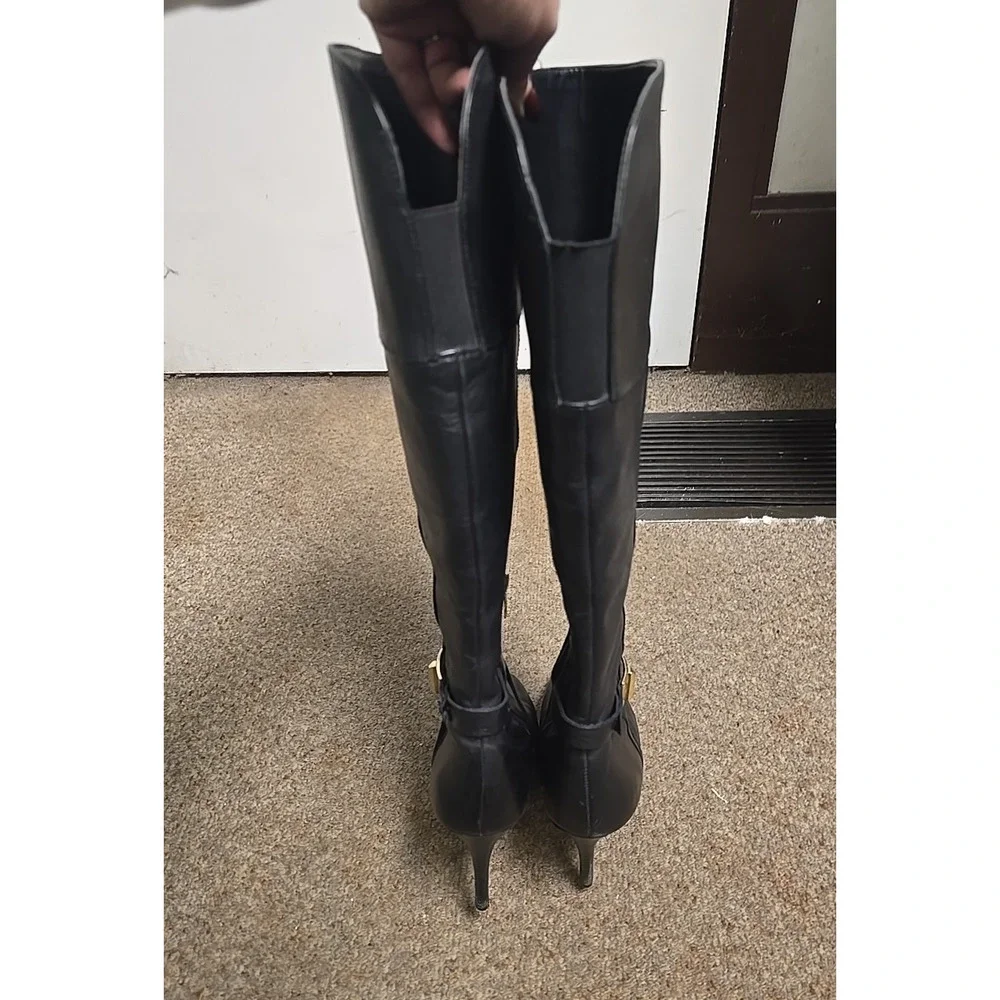 Marc Fisher Tracey 3 Black Leather Side Zip Old Money Heeled Boots Womans Sze 8M
